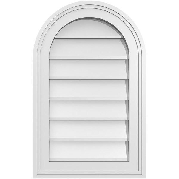 Ekena Millwork Round Top Surface Mount PVC Gable Vent w/ 2"W x 1-1/2"P Brickmould Frame, 14"W x 22"H GVPRT14X2202SN - main